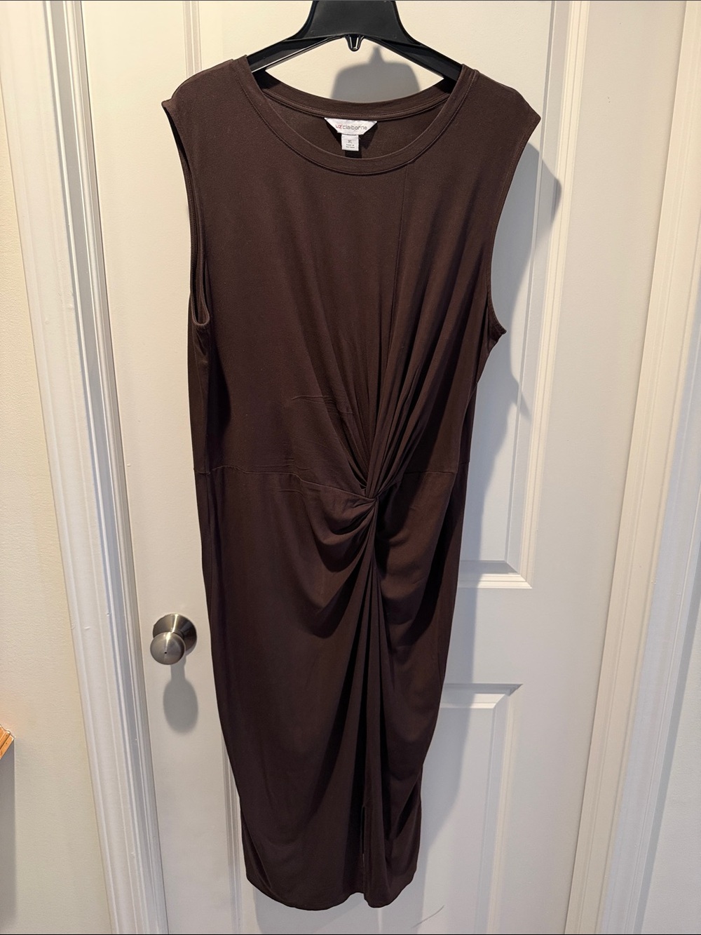 Liz Claiborne Brown Sleeveless Twist-Detail Midi Dress